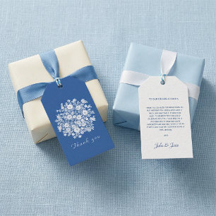 Chinoiserie staubblaues Blumen-Dankeschön-Geschenk Geschenkanhänger