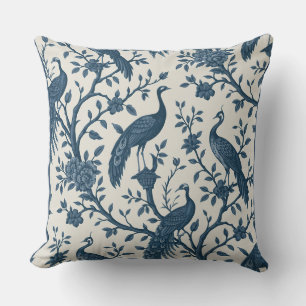 Chinoiserie-Stil Blau-Weiße Pfauen-Wurfkissen Kissen