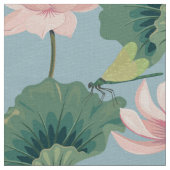 Chinoiserie Stil Lotus und Libelle Stoff (Nahaufnahme)