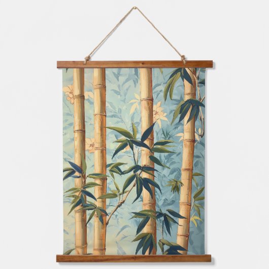 Chinoiserie Style Bamboo Wandteppich Mit Holzrahmen (Vorderseite)