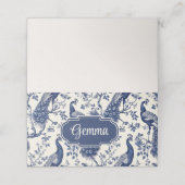 Chinoiserie Style Peacock Thema Klappte Platzkarte (Außenseite Aufgefaltet)