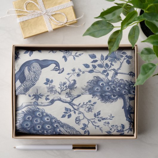 Chinoiserie Style Peacock Themenpapier Seidenpapier (Geschenk)