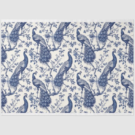 Chinoiserie Style Peacock Themenpapier Seidenpapier (Vorderseite)