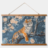 Chinoiserie Style Tiger Wandteppich Mit Holzrahmen (Vorne)