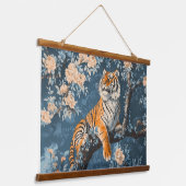 Chinoiserie Style Tiger Wandteppich Mit Holzrahmen (Gewinkelt)