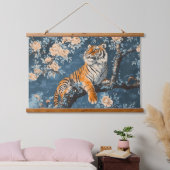 Chinoiserie Style Tiger Wandteppich Mit Holzrahmen (Schlafzimmer)