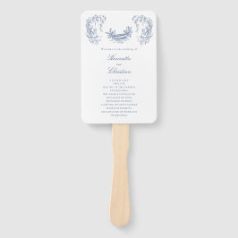 Chinoiserie Swans Blue White Wedding Program Fans Fächer