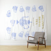 Chinoiserie Tea Set Spitzen Brautparty Hintergrund Wandteppich (Beispiel (Horizontal))