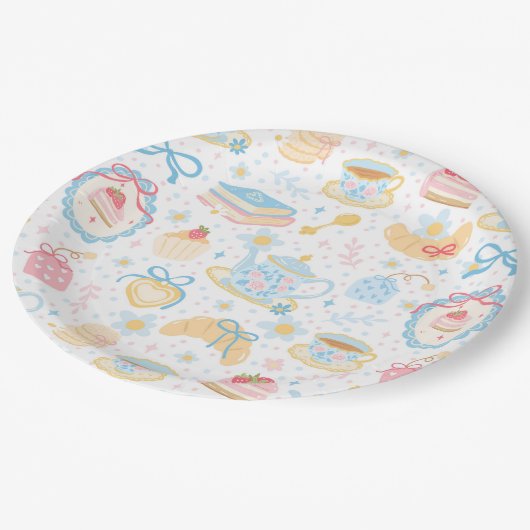 Chinoiserie Teatime Muster Pappteller (Schrägansicht)