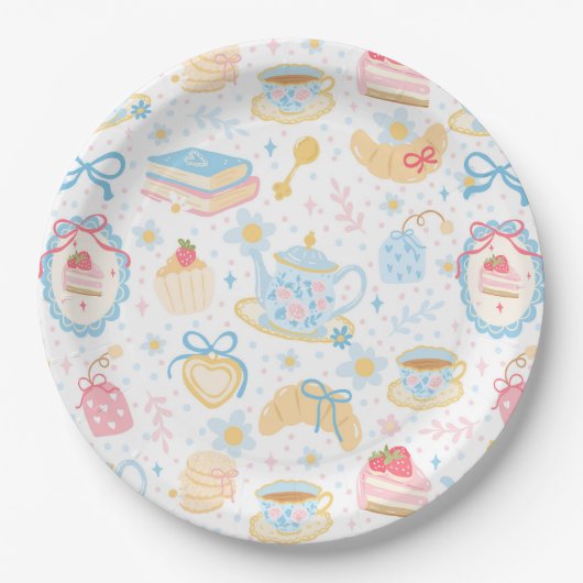 Chinoiserie Teatime Muster Pappteller (Vorderseite)