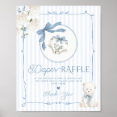 Chinoiserie Teddy Bear Coquette Bow Diaper raffle Poster (Vorne)