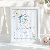 Chinoiserie Teddy Bear Coquette Bow Diaper raffle Poster