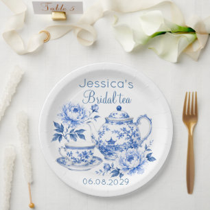 Chinoiserie-Teekanne Blumenvintage Brautdusche Pappteller