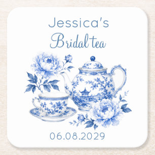Chinoiserie-Teekanne Floral Vintage Brautparty Rechteckiger Pappuntersetzer