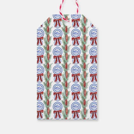 Chinoiserie Teller Watercolor Weihnachten Geschenkanhänger (Rückseite)