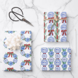 Chinoiserie Teller Watercolor Weihnachten Geschenkpapier Set