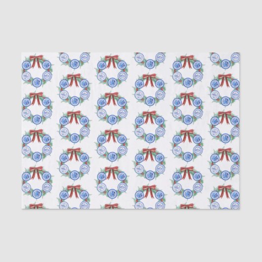 Chinoiserie Teller Watercolor Weihnachten Seidenpapier (Vorderseite)