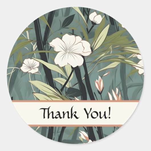 Chinoiserie Thank You Tropical Asian Soft Teal Runder Aufkleber (Vorderseite)