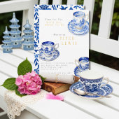 Chinoiserie Time for Tea Bridal Shower Blue  Einladung
