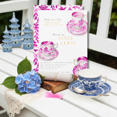 Chinoiserie Time for Tea Bridal Shower Pink  Einladung