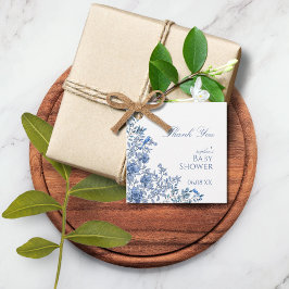 Chinoiserie Toile Blue Floral Baby Dusche Geschenkanhänger