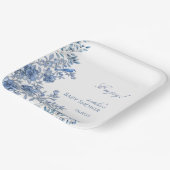 Chinoiserie Toile Blue Floral Baby Shower Pappteller (Gewinkelt)