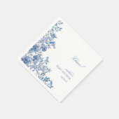 Chinoiserie Toile Blue Floral Baby Shower Serviette (Ecke)