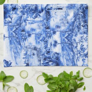 Chinoiserie-Toile, Blue Willow, blaues Porzellan Geschirrtuch