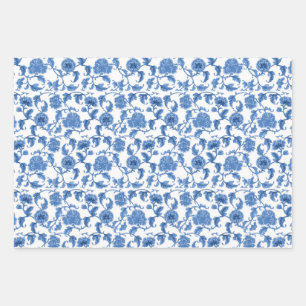 Chinoiserie Toile Blue Willow Geschenkpapier Set