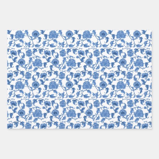 Chinoiserie Toile Blue Willow Geschenkpapier Set (Vorderseite 3)