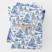 Chinoiserie Toile Blue Willow Geschenkpapier Set (Beispiel)