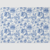 Chinoiserie Toile de Jouy Blaue Tiere Seidenpapier (Vorderseite)