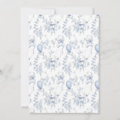 Chinoiserie Toile de Jouy Blue Babydusche Einladung (Rückseite)