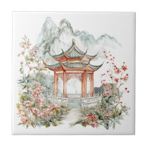 Chinoiserie Toile De Jouy Pagode Fliese