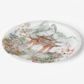 Chinoiserie Toile De Jouy Pagode Pappteller (Schrägansicht)
