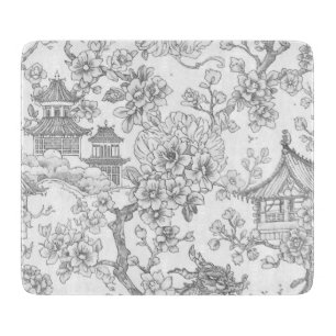 Chinoiserie Toile Drache Kirschblüten Ornamente Schneidebrett