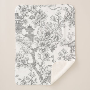 Chinoiserie-Toile-Drache-Kirschblüten-Verzierung Sherpadecke