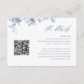 Chinoiserie Toile Dusty Blue Wedding Details QR Begleitkarte (Vorderseite)