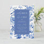 Chinoiserie Toile Etwas Blaues Brautparty Einladung (Stehend Vorderseite)