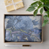 Chinoiserie Toile Floral Blue White Script Collage Seidenpapier (Geschenk)