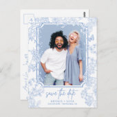 Chinoiserie Toile Hochzeit Rett Date Foto Postkarte (Vorne/Hinten)