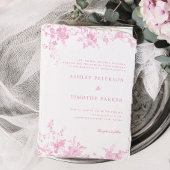 Chinoiserie Toile Pink Blumenzange Einladung