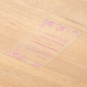 Chinoiserie Toile Pink Wedding Acryleinladungen (Ablage )