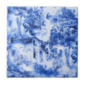 Chinoiserie-Toilette, blaue Weide, blaue China Fliese (Vorderseite)