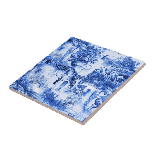 Chinoiserie-Toilette, blaue Weide, blaue China Fliese (Seite)