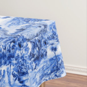Chinoiserie-Toilette, blaue Weide, blaue China Tischdecke
