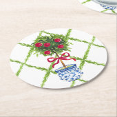 Chinoiserie Topiar Runder Pappuntersetzer (Angewinkelt)