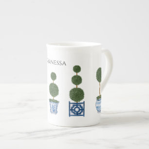 Chinoiserie-Topiary-Baum-Trio Keramik  Porzellantasse