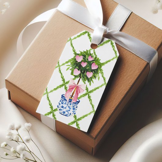 Chinoiserie Topiary Hearts Valentinstag Geschenkanhänger