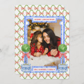 Chinoiserie Topiary mit roten Bögen | Weihnachten Einladung (Vorne/Hinten)